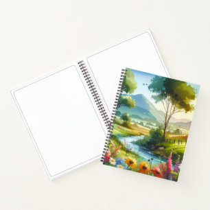 Wildflowers and Stream in Spring Valley Notebook