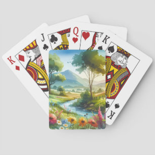 Wildflowers and Stream in Spring Valley Playing Cards
