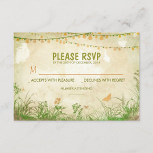 wildflowers and string lights wedding RSVP cards