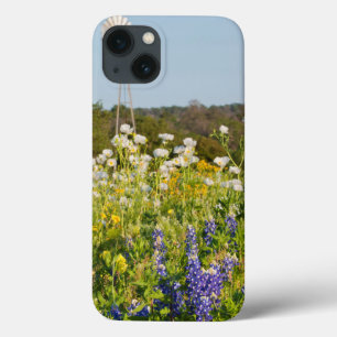 Wildflowers And Windmill In Texas Hill Country iPhone 13 Case
