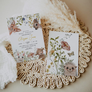 Wildflowers and Woodland Animals Baby Shower Invitation