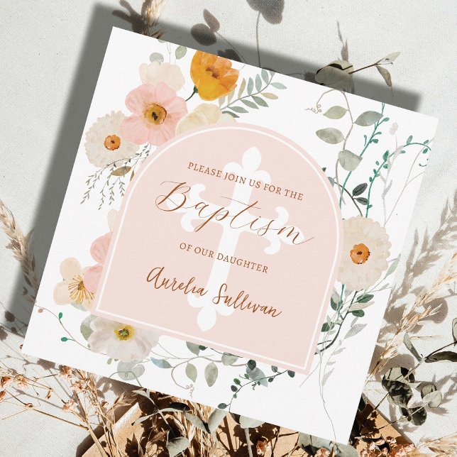 Wildflowers Arch Baptism Invitation (Creator Uploaded)