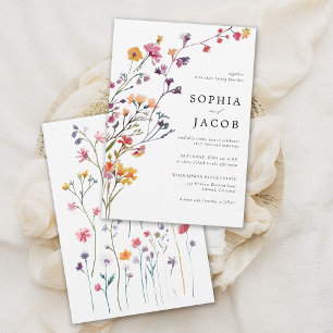 Wildflowers Arch Happy Colourful Modern Wedding Invitation