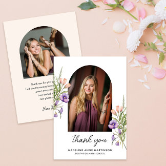 Wildflowers Arch Photo Graduate Thank You Card