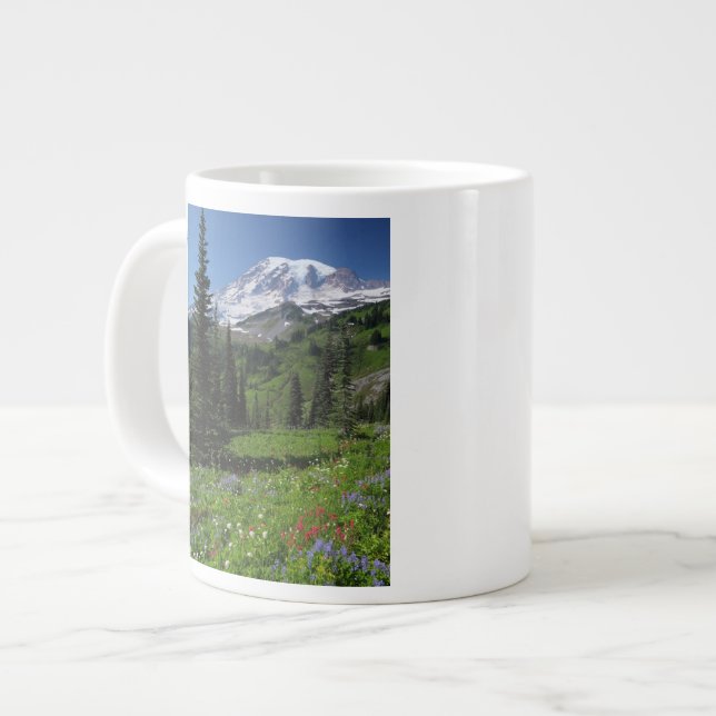 Wildflowers at Mount Rainier Large Coffee Mug (Front Left)