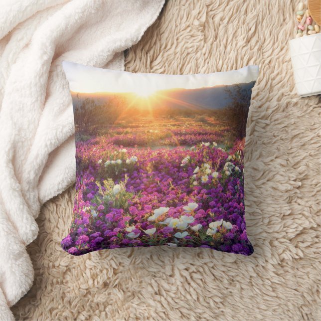 Wildflowers at sunset | Anza-Borrego Desert Throw Pillow (Blanket)