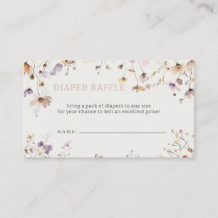 Wildflowers Baby Girl Baby Shower Diaper Raffle Enclosure Card
