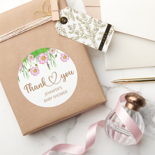 Wildflowers baby in bloom baby shower classic round sticker (Gifting)