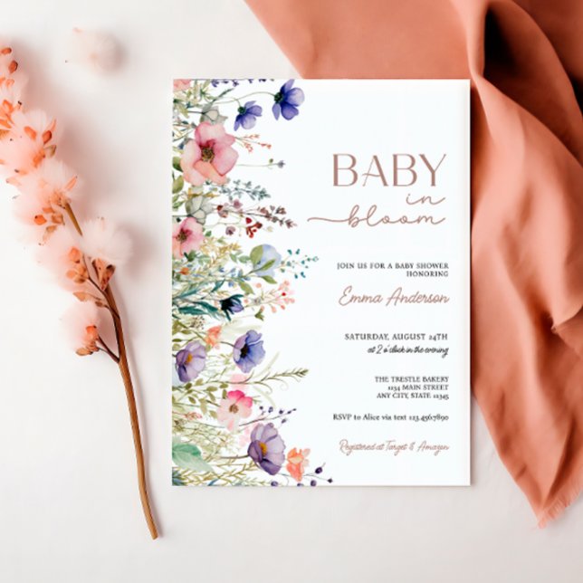 Wildflowers Baby In Bloom Baby Shower Invitation (Creator Uploaded)