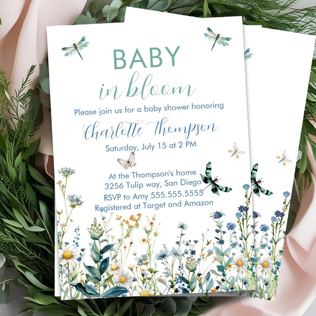 Wildflowers baby in bloom baby shower  invitation (Creator Uploaded)