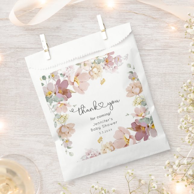 Wildflowers baby in bloom baby shower napkins favour bag (Clipped)