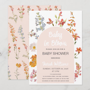 Wildflowers Baby in Bloom Pink Arch Girl Shower Invitation