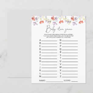 Wildflowers Baby Item Game. Baby Shower Game