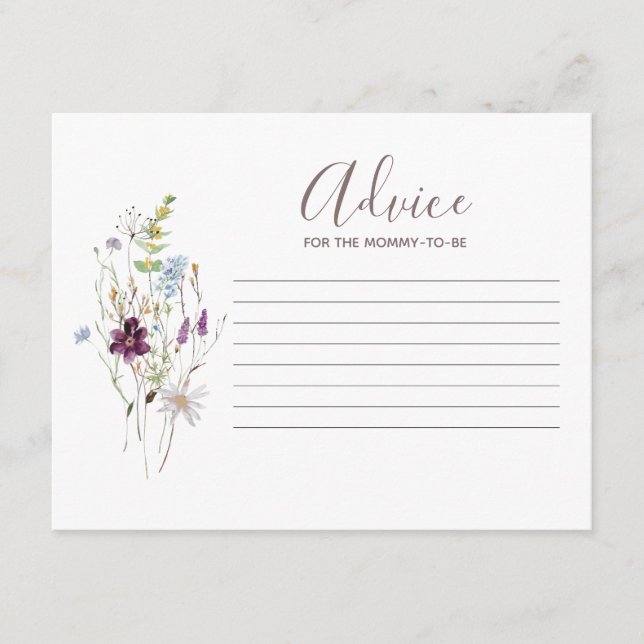 Wildflowers Baby shower Advice Card (Front)