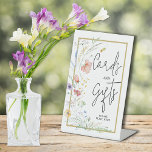 Wildflowers Baby Shower Cards and Gifts Pedestal Sign<br><div class="desc">Plastic pedestal sign features "CARDS AND GIFTS" surrounded by dainty wildflowers and a gold border,  perfect for your baby shower. MATCHING items in our collection.</div>