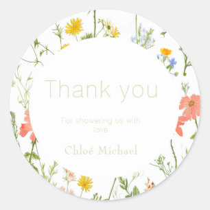 wildflowers Baby shower Classic Round Sticker