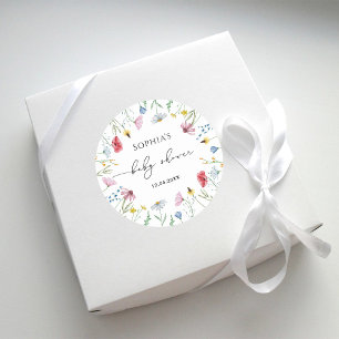 Wildflowers Baby Shower Classic Round Sticker