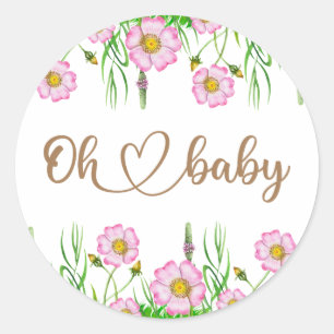 Wildflowers Baby Shower Classic Round Sticker