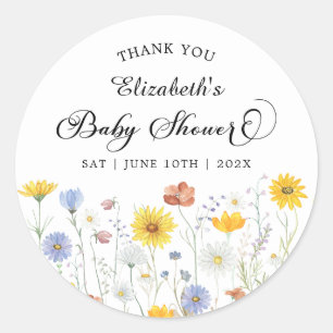 Wildflowers Baby Shower  Classic Round Sticker