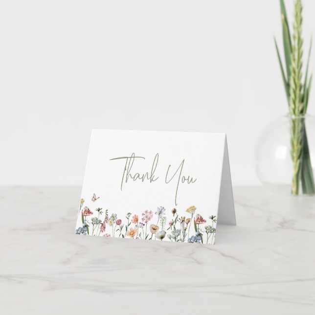 Wildflowers Baby Shower Folded Thank You Card (Front)