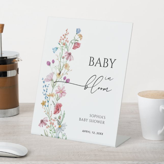Wildflowers Baby Shower In Bloom Pedestal Sign (In SItu)