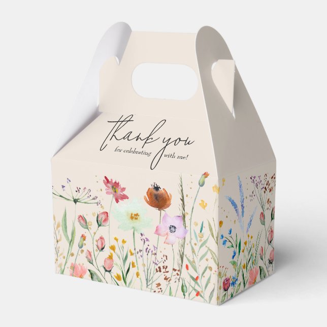 Wildflowers Baby Shower Ivory Favor Box (Front Side)