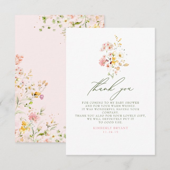 Wildflowers Baby Shower Little Thank You (Front/Back)