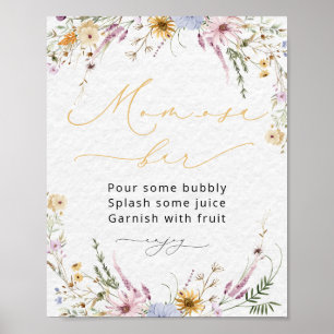 Wildflowers Baby Shower Mom-osa Bar Poster