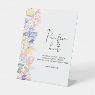 Wildflowers baby shower Pacifier hunt game Pedestal Sign