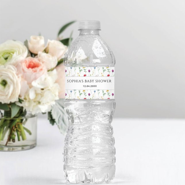 Wildflowers Baby Shower Water Bottle Label (Creator Uploaded)