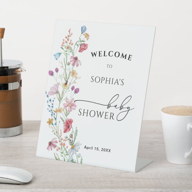 Wildflowers Baby Shower Welcome  Pedestal Sign (In SItu)