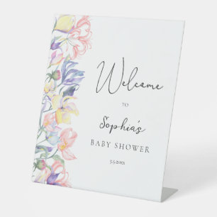 Wildflowers baby shower welcome pedestal sign
