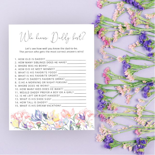 Wildflowers baby shower Who knows daddy best game (Creator Uploaded)