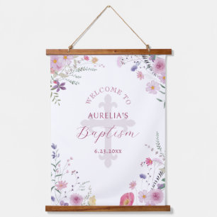 Wildflowers Baptism Welcome Hanging Tapestry