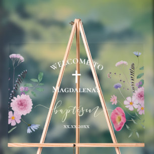 wildflowers Baptism welcome sign