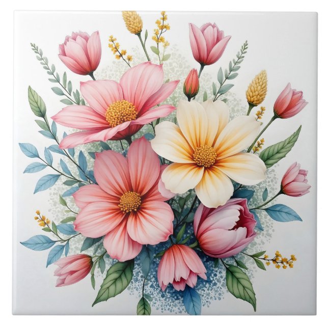 Wildflowers Beautiful Trendy Luxury Collection Tile (Front)