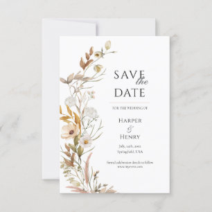 Wildflowers Beige Boho Botanical Save The Date