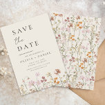 Wildflowers Beige Boho Save the Date Minimalist<br><div class="desc">This elegant boho save the date minimalist wildflower invitation is the perfect way to announce your upcoming nuptials in a stylish and affordable way. The invitation features a simple design with a wildflower and a modern font. The invitation is customizable with your own text and details, making it the perfect...</div>