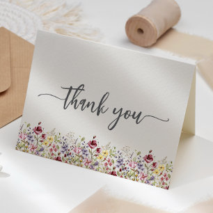 Wildflowers Beige Floral Baby Shower Thank You Card