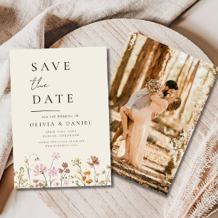 Wildflowers Beige Photo Boho Save the Date