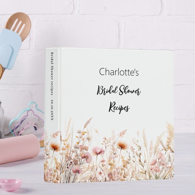 Wildflowers beige pink Bridal Shower recipes Binder (Creator Uploaded)