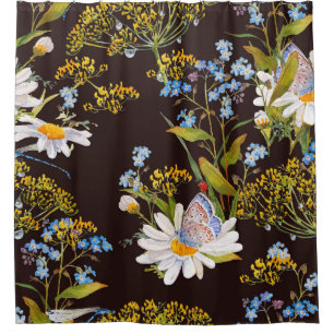 Wildflowers: black background watercolor