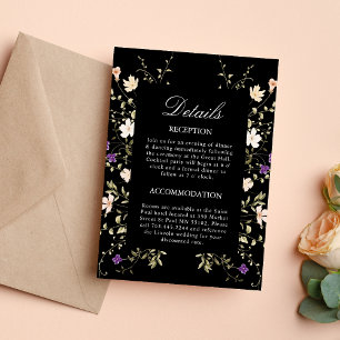 Wildflowers Black Wedding Details Enclosure Card