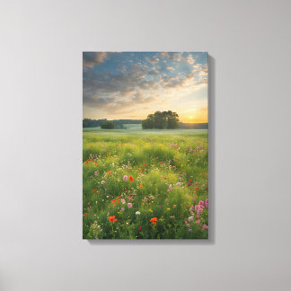 wildflowers blooming in the fields at dusk  canvas print