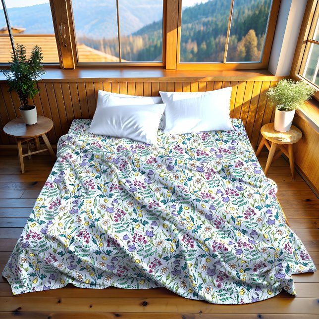 Wildflowers Blue Fleece Blanket, Large Blanket (Wildflowers Blue Fleece Blanket, Large)
