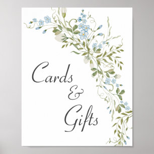 Wildflowers Blue Green Wedding Cards and Gifts Poster