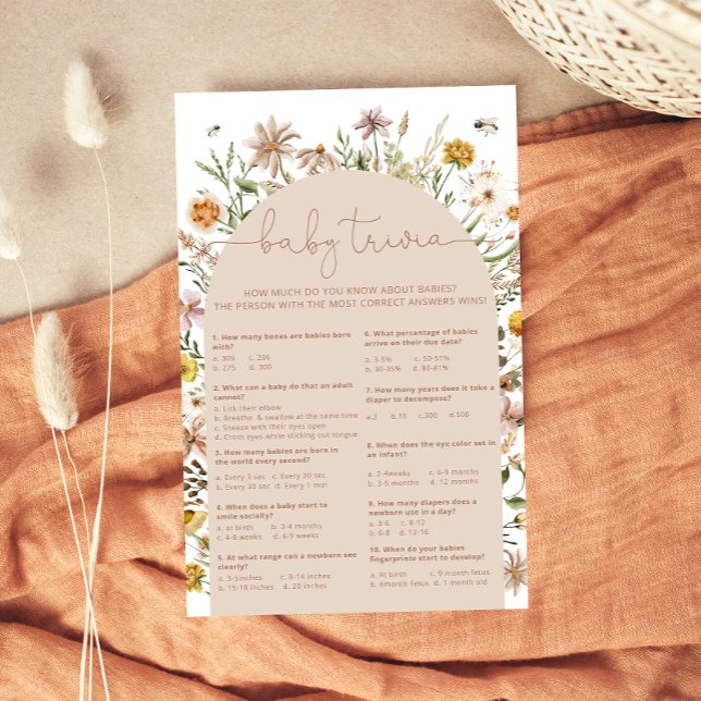 Wildflowers Boho Bohemian Baby Trivia Game (Creator Uploaded)