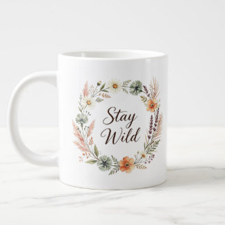 Wildflowers Boho Floral Stay Wild Large Mug