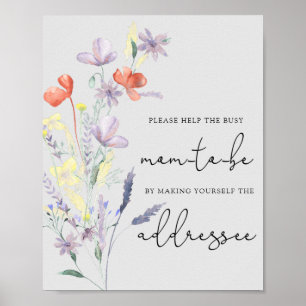 Wildflowers Boho - Help the Busy Mom-to-Be Address Poster