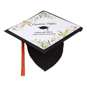 Wildflowers boho personalized graduation cap topper